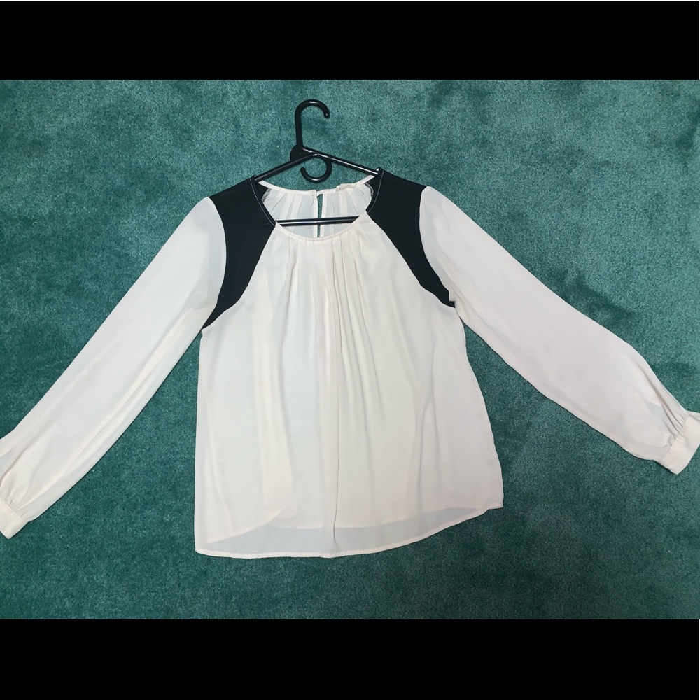 Black and off white/cream blouse
